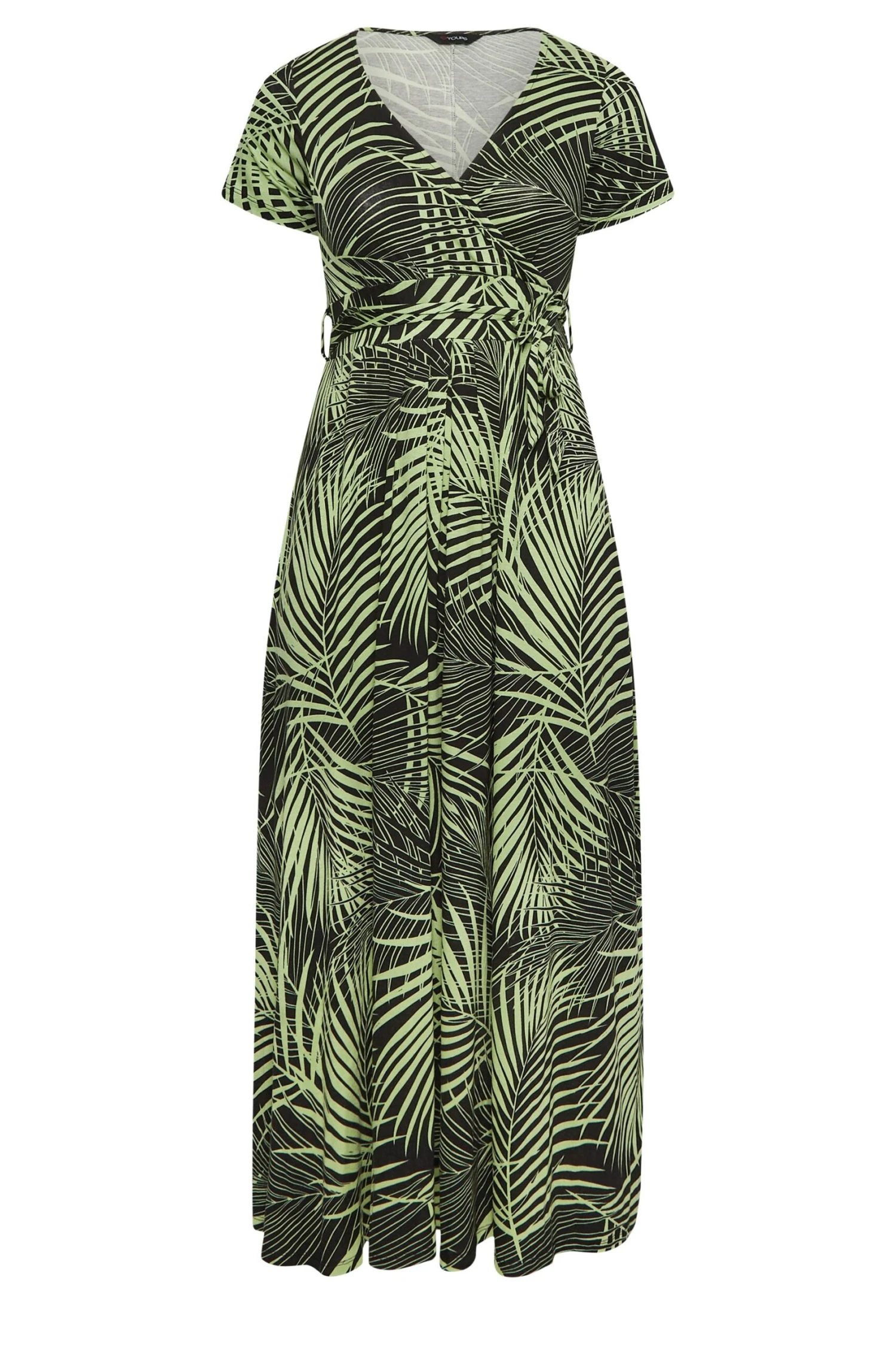 YOURS Curve Green Leaf Print Wrap Maxi Dress 5 YOURS Curve Green Leaf Print Wrap Maxi Dress - Image 5
