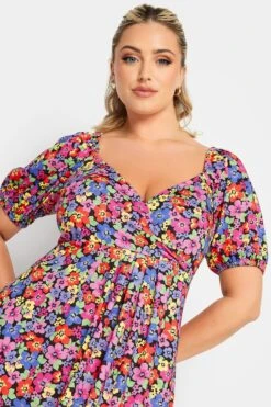 LIMITED COLLECTION Curve Black & Pink Floral Wrap Maxi Dress -Luna Looks Zone f267668a d6b9 44 215920 D