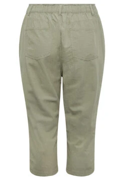 YOURS Curve Khaki Green Cotton Cropped Trousers -Luna Looks Zone f27263db ffc4 45 144793 Y