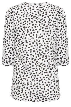 YOURS PETITE Curve White Animal Print Cotton Henley Top