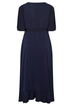 YOURS LONDON Curve Navy Blue Short Sleeve Ruffle Wrap Maxi Dress -Luna Looks Zone f30e2f72 990f 4d 162143 Y