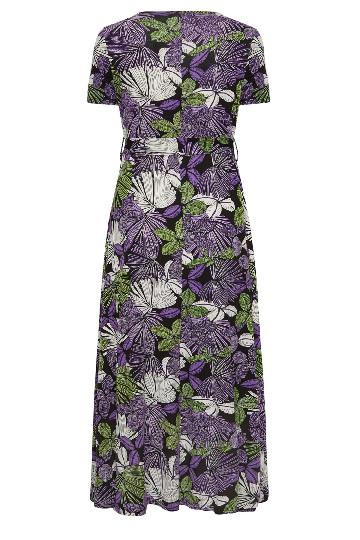 YOURS Curve Purple & Green Leaf Print Maxi Dress 6 YOURS Curve Purple & Green Leaf Print Maxi Dress - Image 6
