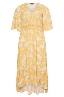 YOURS Curve Yellow Floral Print High Low Midi Dress 10 YOURS Curve Yellow Floral Print High Low Midi Dress -Luna Looks Zone f4261ed4 4a74 42 137120 X