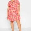 LIMITED COLLECTION Curve Red Abstract Print Smock Dress