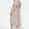BUMP IT UP MATERNITY Curve Pink Floral Shirred Dress