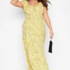 Curve Yellow Floral Print Bardot Maxi Dress