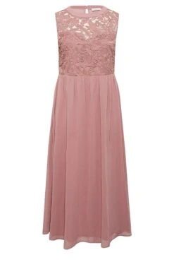 YOURS LONDON Curve Pink Lace Detail Chiffon Maxi Dress -Luna Looks Zone f559b689 0693 44 161890 X