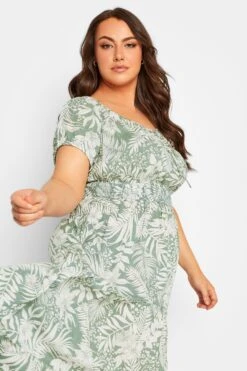 YOURS Curve Green Floral Print Bardot Maxi Dress 8 YOURS Curve Green Floral Print Bardot Maxi Dress -Luna Looks Zone f5a2457a f57f 42 137422 D