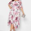 YOURS LONDON Curve White Floral Cowl Neck Mesh Dress