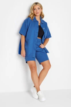 YOURS Curve Cobalt Blue Denim Dad Shorts