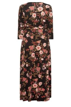 YOURS Curve Black Floral Print Wrap Dress -Luna Looks Zone f65d8a97 7a7c 4d 301402 Y