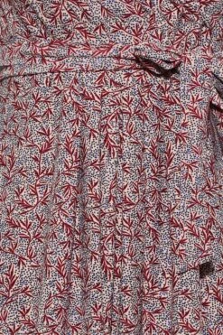 YOURS Curve Red & White Leaf Print Wrap Maxi Dress -Luna Looks Zone f6731b38 f011 4b 301413 Z