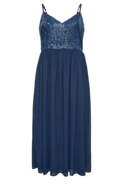 LUXE Curve Navy Blue Sequin Embellished Sleeveless Maxi Dress -Luna Looks Zone f7a37d70 5354 44 161995 X