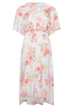 YOURS Curve White Floral Print Dipped Hem Midi Dress -Luna Looks Zone f7c08c84 0654 40 137329 X