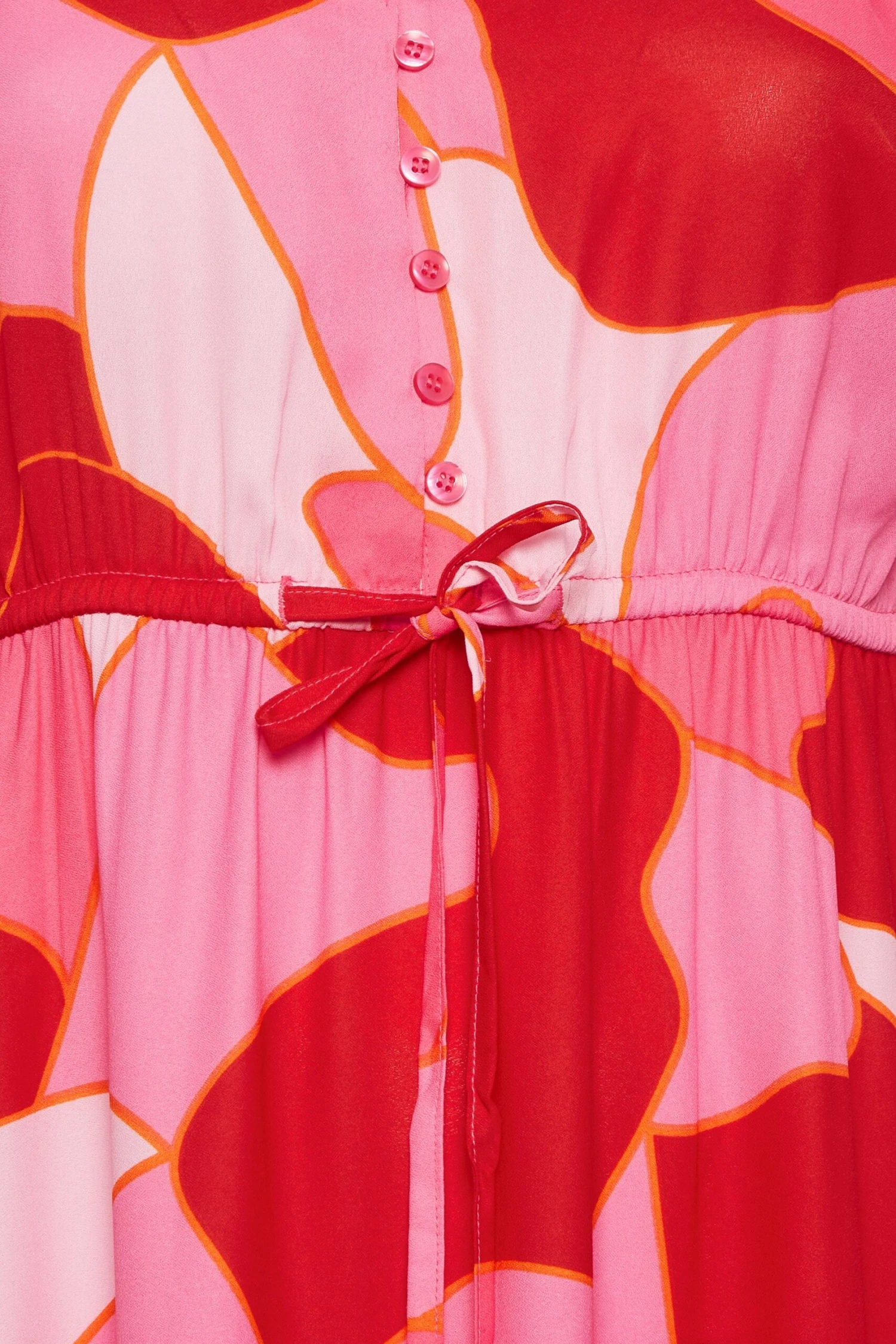 YOURS Curve Pink Abstract Print Tiered Dress 4 YOURS Curve Pink Abstract Print Tiered Dress - Image 4