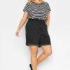YOURS Curve Black Paperbag Drawstring Denim Mom Shorts