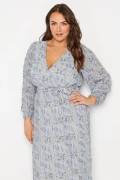 YOURS LONDON Curve Blue Floral Pleat Midi Dress -Luna Looks Zone f8341789 5fb5 45 161193 D