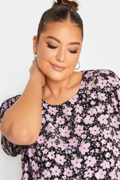 YOURS Curve Black Floral Print Shift Dress -Luna Looks Zone f86144fc 4966 4f 137525 D