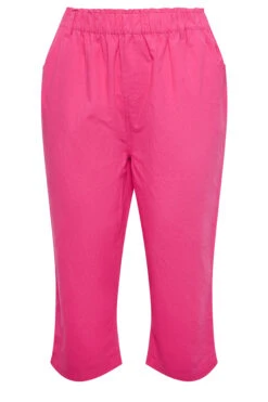 YOURS Curve Hot Pink Cotton Cropped Trousers -Luna Looks Zone f8c2d306 73e9 46 144787 X