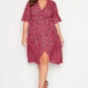 YOURS LONDON Curve Red Leopard Print Midi Wrap Dress