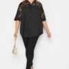 YOURS LONDON Curve Black Lace Insert Shirt