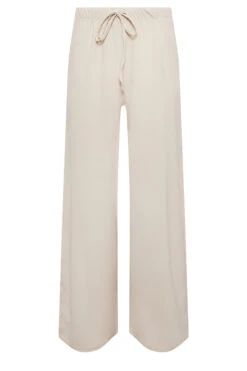 YOURS PETITE Curve Stone Brown Crepe Wide Leg Trousers -Luna Looks Zone fab36b59 63ff 4a 174441 x