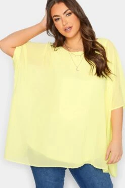 YOURS LONDON Curve Yellow Cape Top -Luna Looks Zone fb2bffa6 c470 4b 162075 D