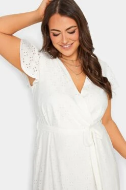 YOURS Curve White Broderie Anglaise Maxi Dress -Luna Looks Zone fb54459a c318 42 137538 D
