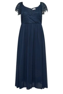 YOURS LONDON Curve Navy Blue Lace Detail Wrap Maxi Dress -Luna Looks Zone fbf64836 1f22 47 161893 X