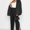 YOURS Curve Black Stretch Scuba Side Split Trousers