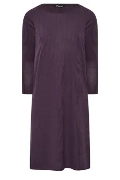 LIMITED COLLECTION Curve Purple Ribbed Dress -Luna Looks Zone fc1f304d c85e 44 215185 X