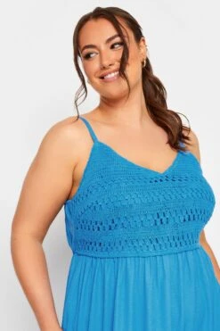 LIMITED COLLECTION Curve Blue Crochet Tiered Midaxi Dress -Luna Looks Zone fc5247ad 1538 49 215582 D