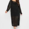 YOURS Curve Black Crochet Midaxi Dress