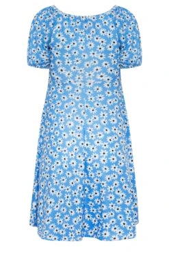 YOURS PETITE Curve Blue Daisy Print Ruched Front Dress -Luna Looks Zone fd148d6f d71d 41 174547 Y