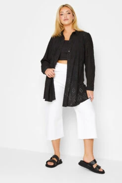YOURS Curve Black Broderie Anglaise Shirt