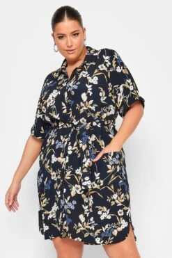 YOURS Curve Black Floral Shirt Dress -Luna Looks Zone fde0ac58 6547 45 137439 D