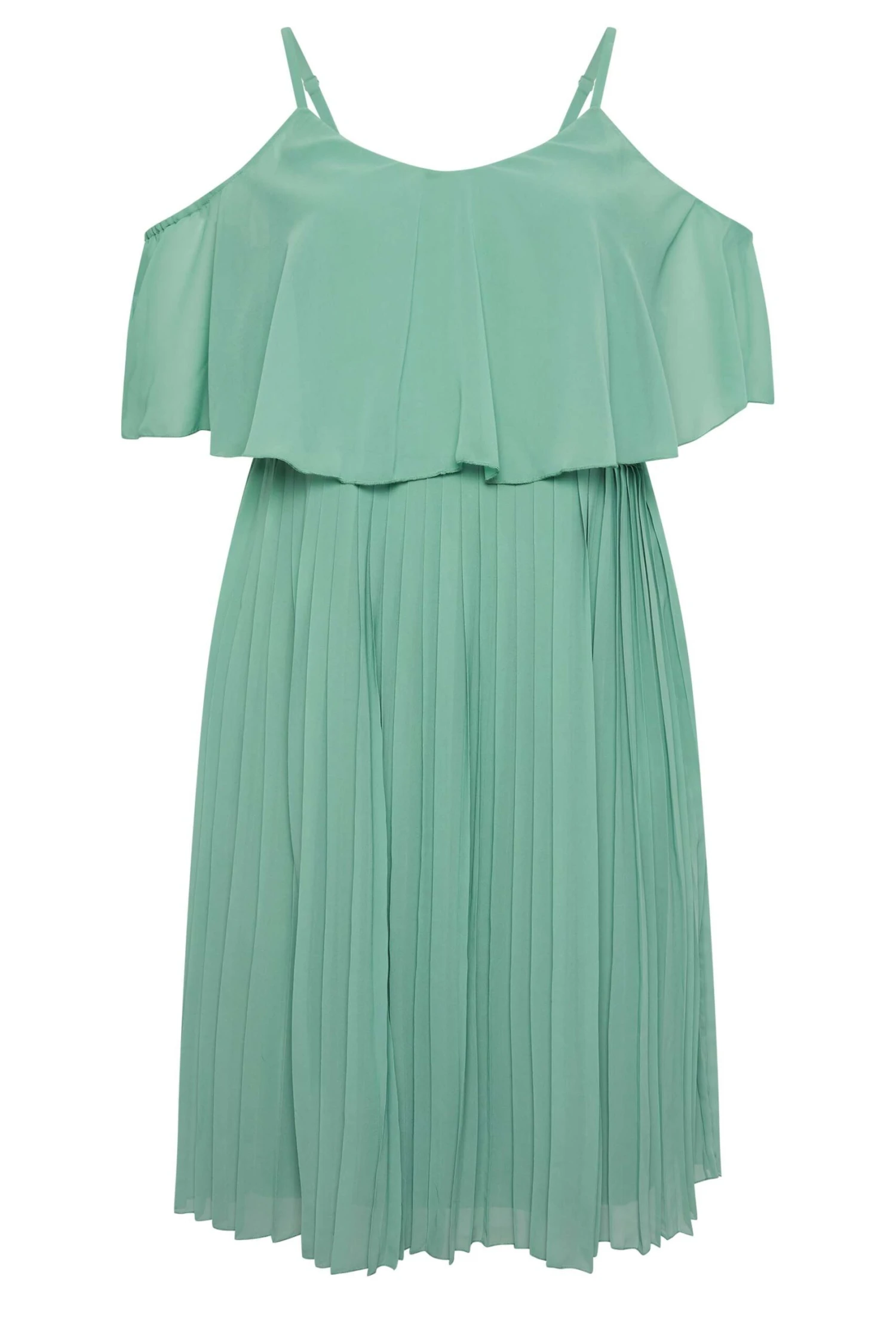 YOURS LONDON Curve Green Pleated Overlay Midi Dress 5 YOURS LONDON Curve Green Pleated Overlay Midi Dress - Image 5