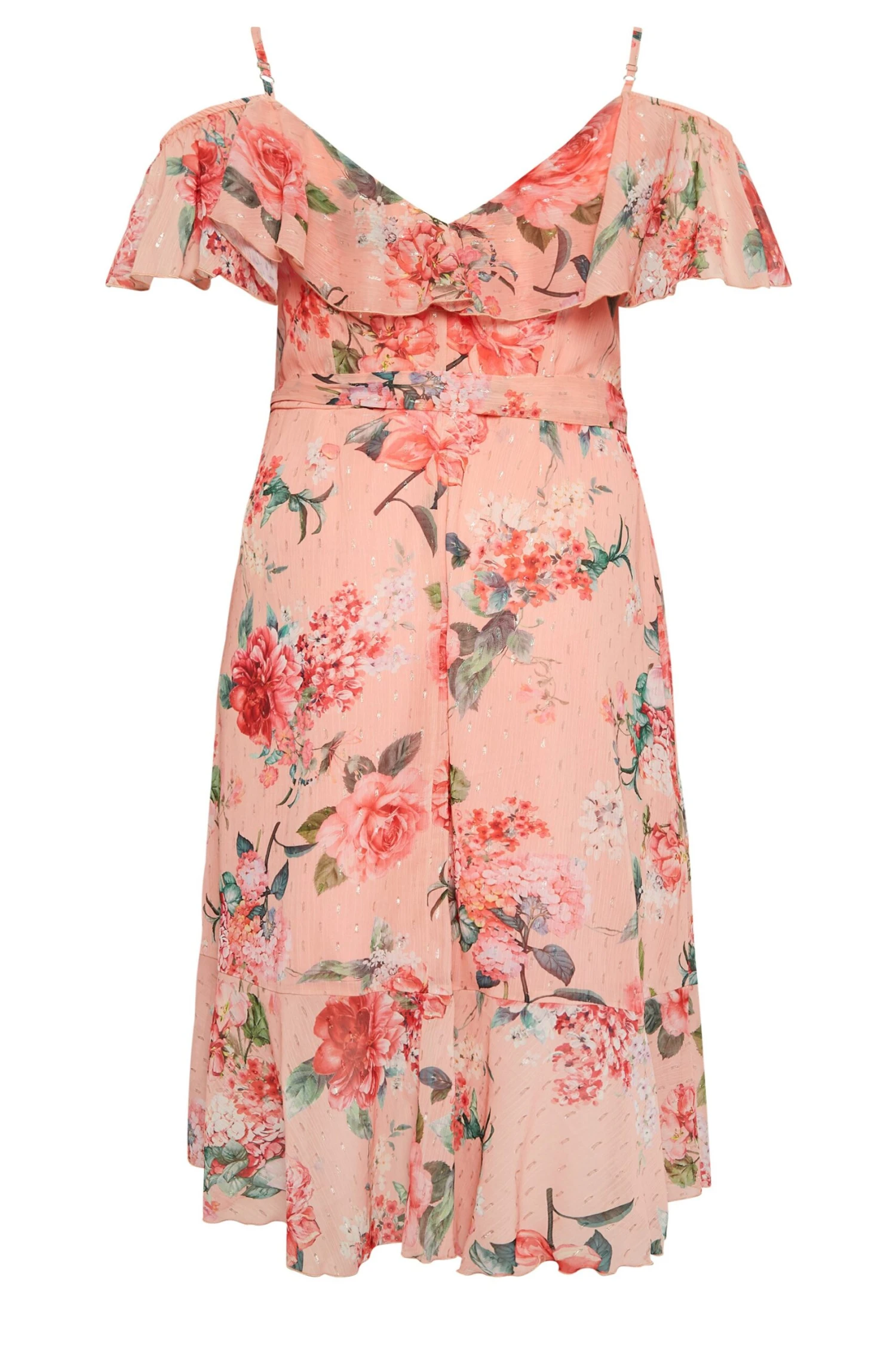 YOURS LONDON Curve Pink Cold Shoulder Floral Wrap Dress 6 YOURS LONDON Curve Pink Cold Shoulder Floral Wrap Dress - Image 6