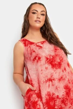 YOURS Curve Coral Orange Tie Dye Print Swing Dress -Luna Looks Zone ff82e8b6 58e0 4c 137445 D