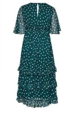 YOURS LONDON Curve Green Polka Dot Ruffle Maxi Dress -Luna Looks Zone ff8afe1e b2aa 4c 162209 Y