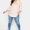 YOURS Curve Light Pink Half Placket Blouse