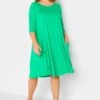 YOURS Curve Green Drape Pocket Dress
